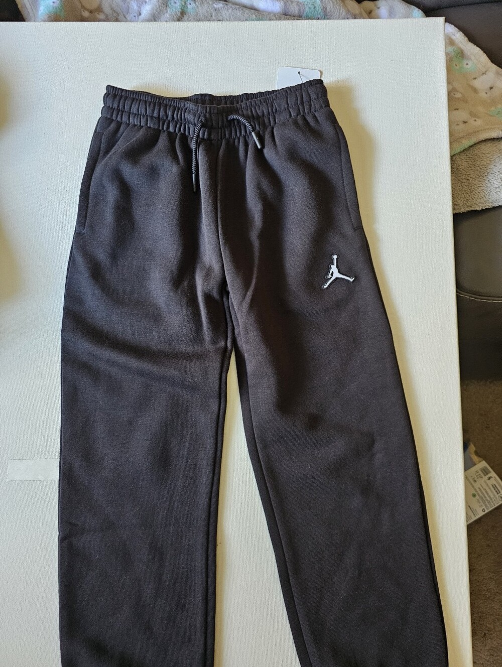 Jordan Boys Black Jogger Pants with White Jumpman Logos Small
